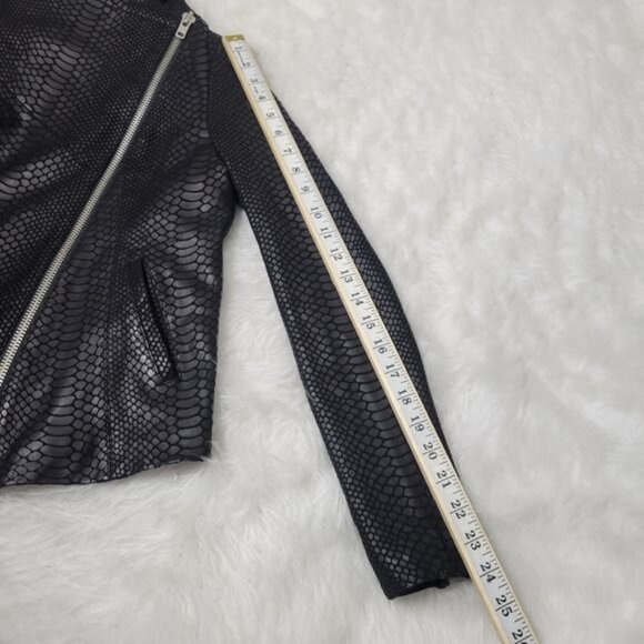 Generation Love Black Leather Reptile Textured Moto Jacket Small - Picture 5 of 11